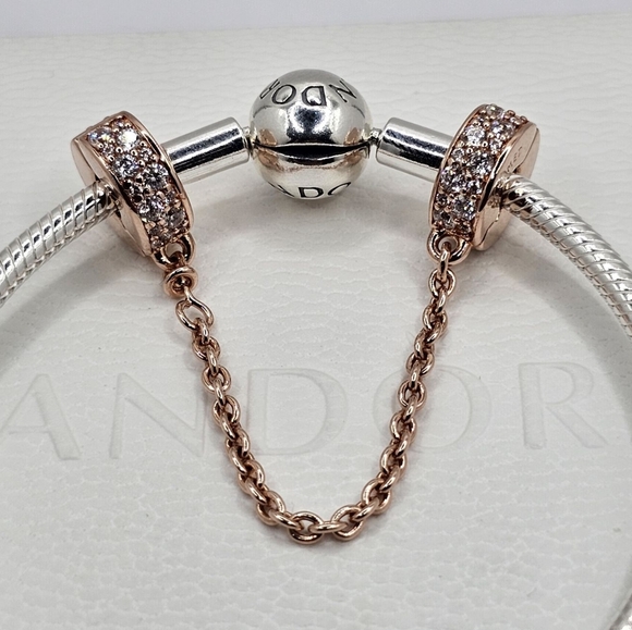 🛡 Authentic Pandora ROSE SAFETY CHAIN - Picture 4 of 9